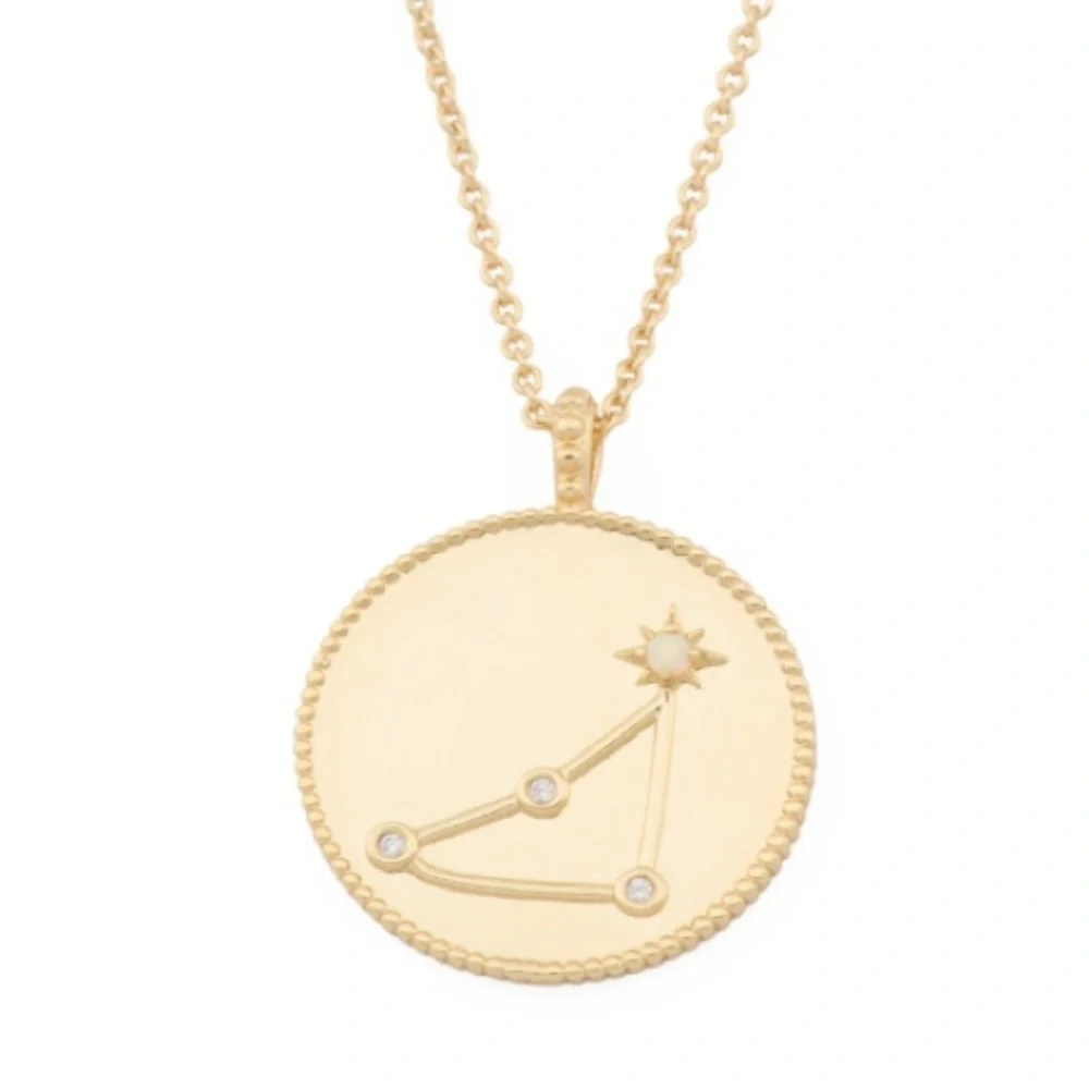 Gorjana 18k Gold Plated Brass Capricorn Opalite Astrology Coin Necklace - Picture 1 of 4